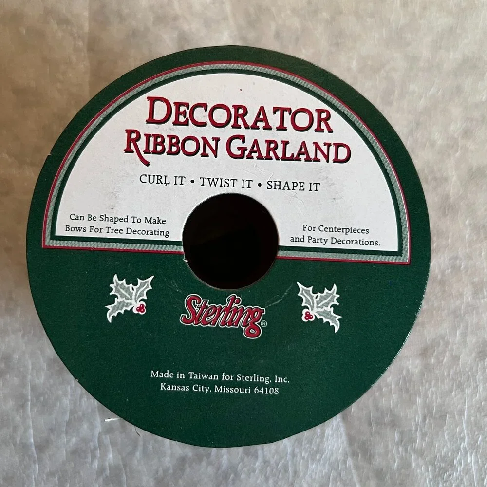 Assorted Christmas Ribbon/Garland - 12-foot length each - 5 Spools (Unopened)